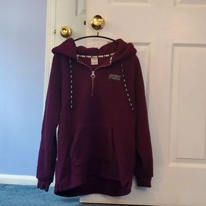 Burgundy Sherpa hoodie Size S